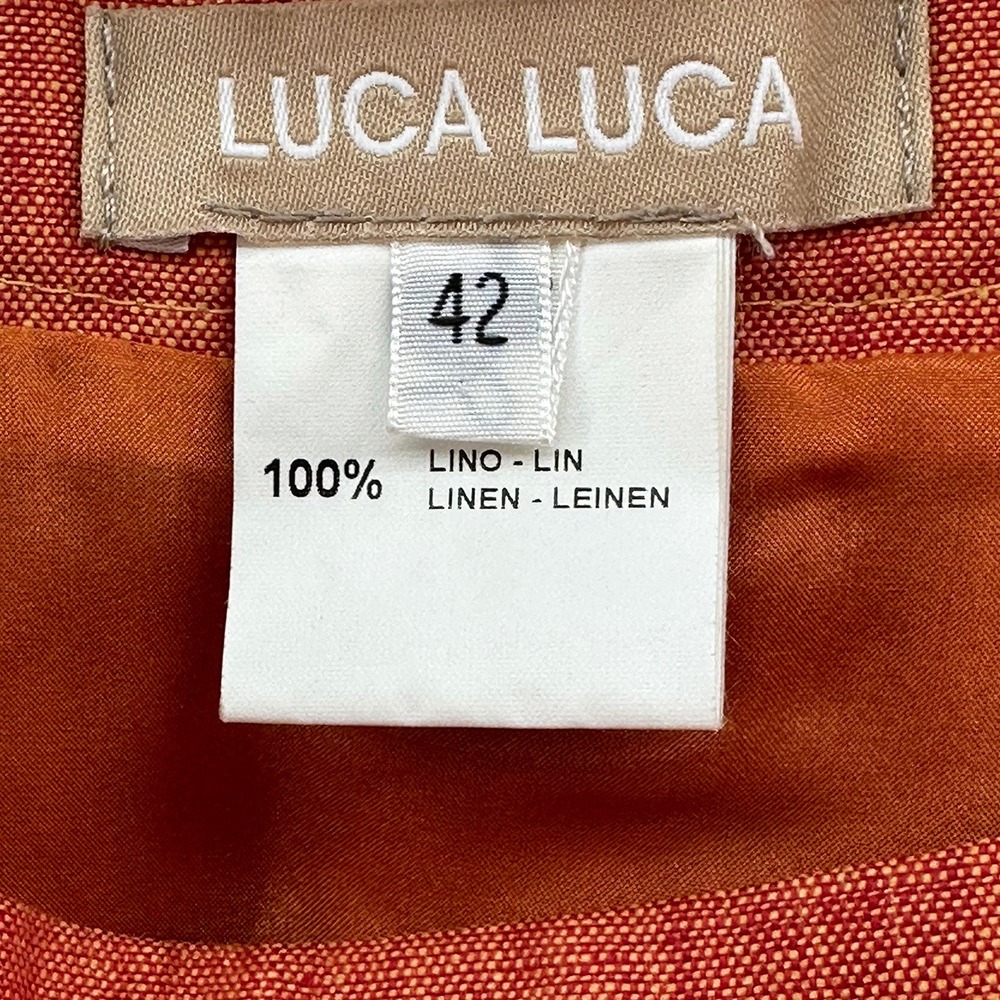 LUCA LUCA 100% Linen Italian Midi Skirt • 6 • orange • quiet luxury, silk lining - Picture 7 of 9